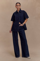 Maya Oversized Denim Shirt - Indigo Blue