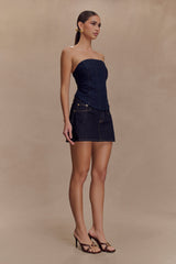 Julienne Denim Mini Skirt - Washed Indigo Blue