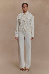 Kirra Cinched Denim Jacket - White