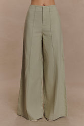 Brandi Linen Straight Leg Pant - Basil