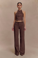 Logan Faux Suede Pants - Dark Chocolate