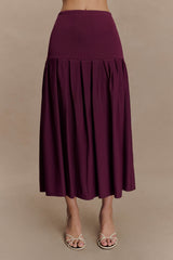 Romaine Bandage Knit Midi Skirt - Wine