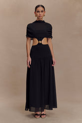 Georgina Chiffon Midi Dress - Black