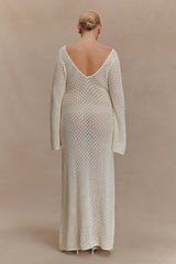 Kayleigh Crochet Fishtail Flare Sleeve Maxi Dress - White