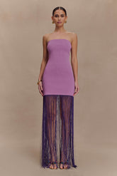 Koah Fringe Bandage Knit Maxi Dress - Purple