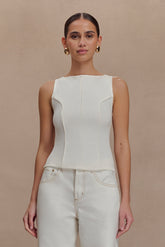 Coraline Panelled Sleeveless Top - White