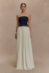 Suella Chiffon Denim Maxi Dress - Indigo Blue