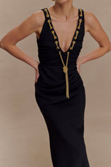 Axton Low Neck Maxi Dress - Black