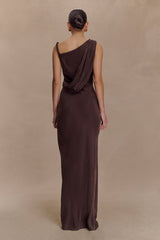 Lorieanne Draped Maxi Dress - Dark Chocolate
