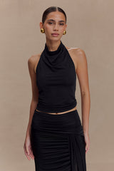 Calandra Slinky Halter Top With Hardware - Black