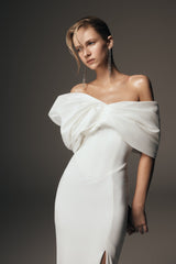 Aphrodite Off Shoulder Crepe Gown - Ivory
