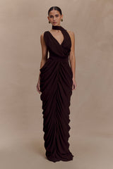 Alex Chiffon Maxi Dress - Cacao Brown