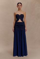 Tully Chiffon Denim Maxi Skirt - Indigo Blue