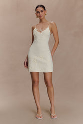Brullo Embroidery Knit Mini Dress - Ivory