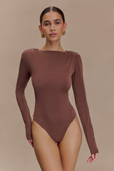 Elsie Shoulder Pad Bodysuit - Chocolate