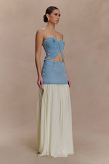 Tully Chiffon Denim Maxi Skirt - 80'S Blue