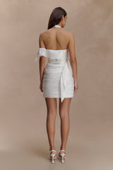 Claudine Taffeta Floral Mini Dress - White