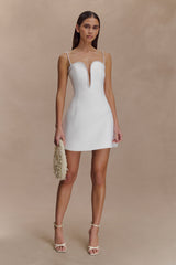 Kingsley Beaded Neckline Mini Dress - Ivory