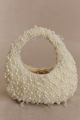 Amara Pearl Teardrop Beaded Bag - White