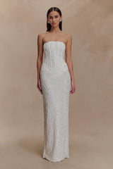 Gemma Strapless Embellished Maxi Dress - Ivory