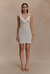 Brigid Ruffle Knit Sleeveless Dress - Ivory