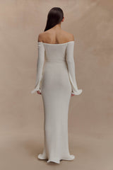 Sandrine Off Shoulder Knit Maxi Dress - White