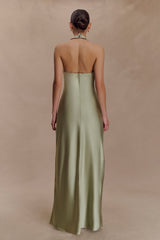 Alice Satin Halter Maxi Dress - Sage