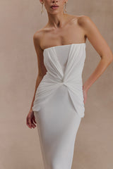 Mirren Strapless Slinky Maxi Dress - White