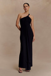 Philippa Knotted Crepe Maxi Dress - Black