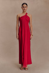 Philippa Knotted Crepe Maxi Dress - Ruby