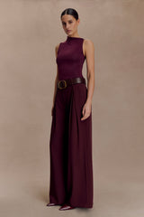 Hadleigh Sleeveless Slinky Top - Burgundy
