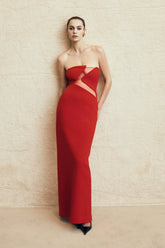 Lianne Strapless Maxi Dress - Red