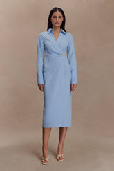 Mikaila Asymmetric Shirt Dress - Blue