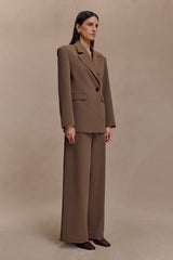 Arlo Wide Leg Suiting Trouser - Cacao Brown