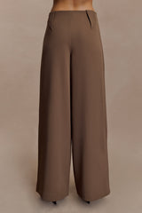 Arlo Wide Leg Suiting Trouser - Cacao Brown