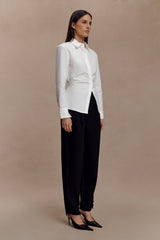 Millie Tie Back Cotton Shirt - White