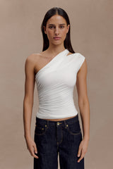 Anna One Shoulder Modal Top - White