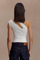 Anna One Shoulder Modal Top - White