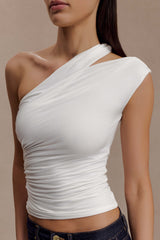 Anna One Shoulder Modal Top - White