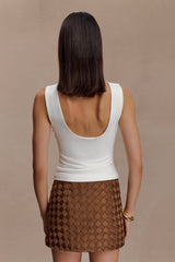 Kyra Open Back Scuba Crepe Top - White