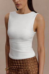 Kyra Open Back Scuba Crepe Top - White