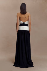 Celine Chiffon Maxi Dress - Black/White