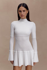 Adena Pointelle Knit Mini Dress - Ivory