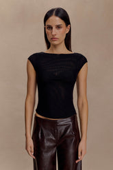 Romana Short Sleeve Mesh Top - Black