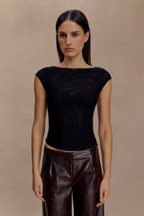 Romana Short Sleeve Mesh Top - Black
