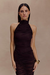 Matilda Ruched Mesh Bodysuit - Chocolate