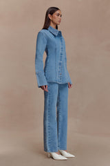 Janine High Waisted Straight Leg Jeans - Classic Blue