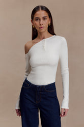 Maelle Off Shoulder Long Sleeve Top - Ivory