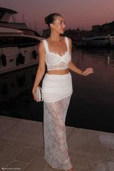 Guinevere Lace And Mesh Maxi Skirt - Ivory