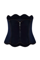 Oakley Strapless Scallop Denim Top - Indigo Blue